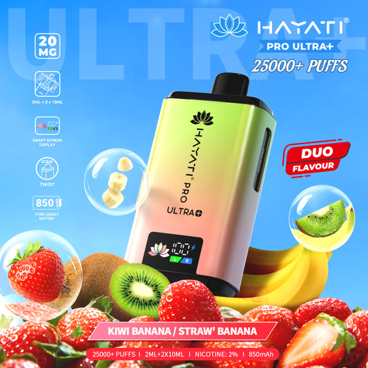 Hayati Pro Plus 25k Puff - Kiwi Banana/Strawberry Banana Switch vapes in Pakistan