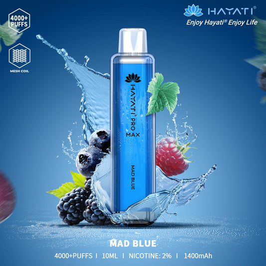 Hayati Pro Max - 4000+ puffs - Mad Blue Switch vapes in Pakistan
