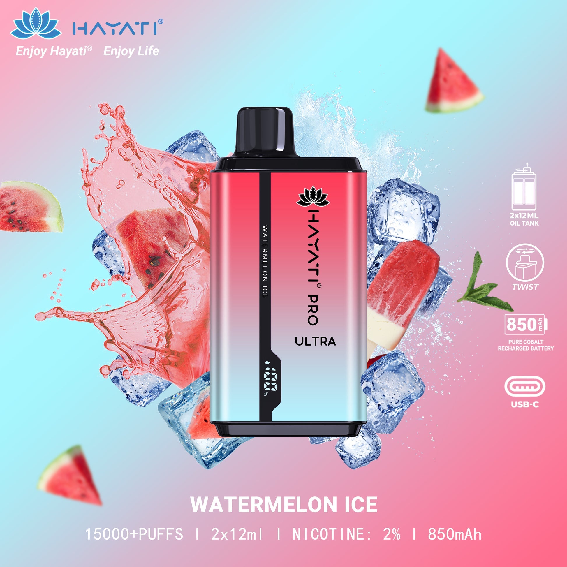 Hayati Pro Ultra Watermelon Ice – 15000 Puffs Disposable Vape Switch vapes in Pakistan