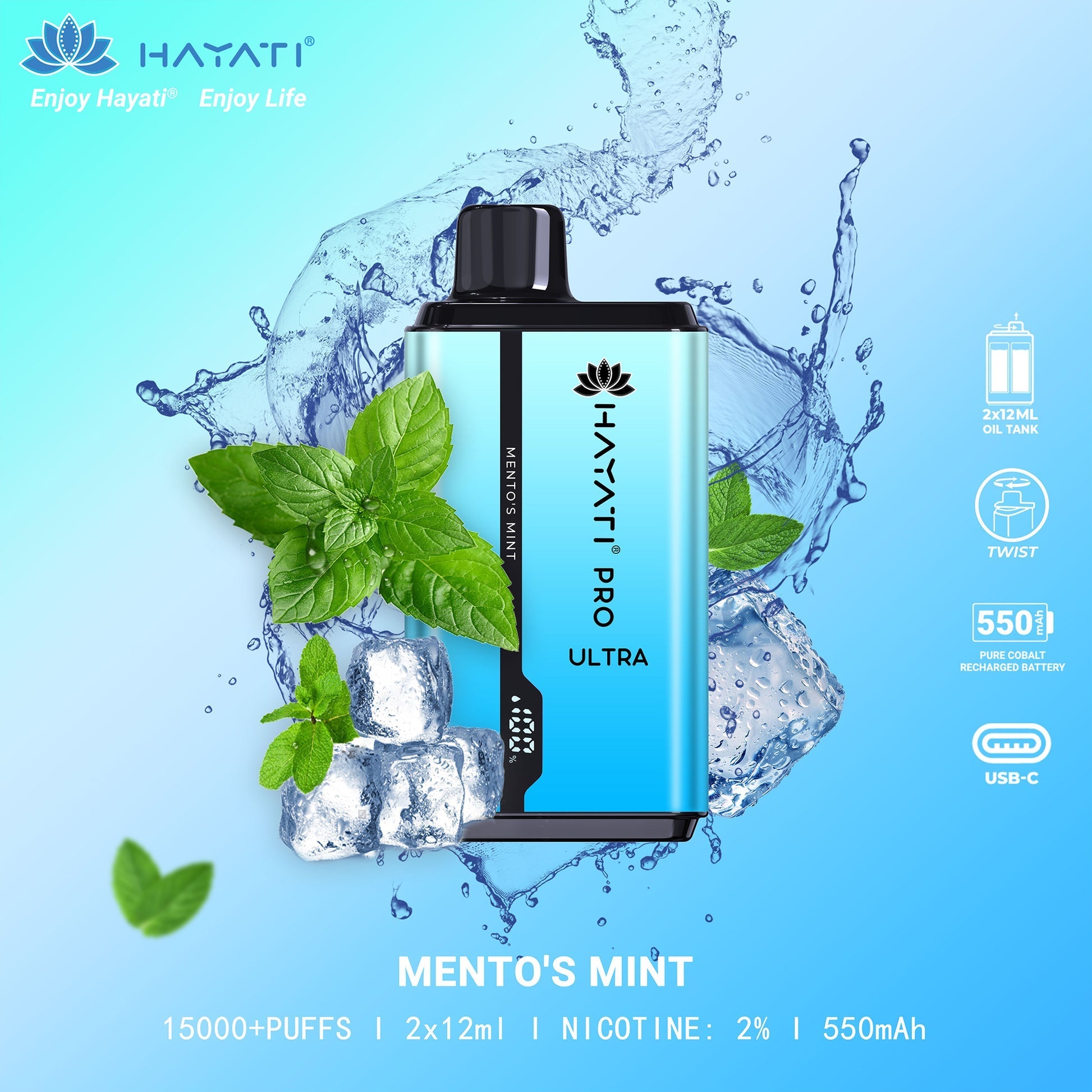 Hayati Pro Ultra-15k puffs-Mentos Mints Switch vapes in Pakistan