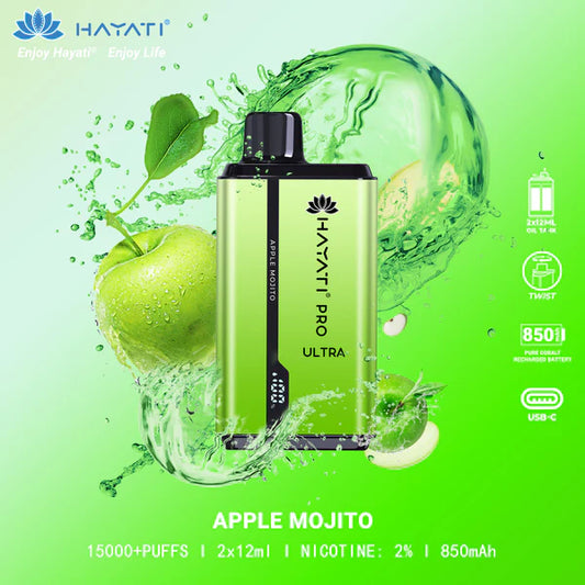 Hayati Pro Ultra single flavour - Apple Mojito 15k Puffs Switch vapes in Pakistan