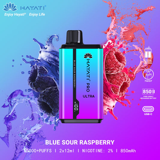 Hayati Pro Ultra – Blue Sour Raspberry | 15,000 Puffs Disposable Vape Switch vapes in Pakistan