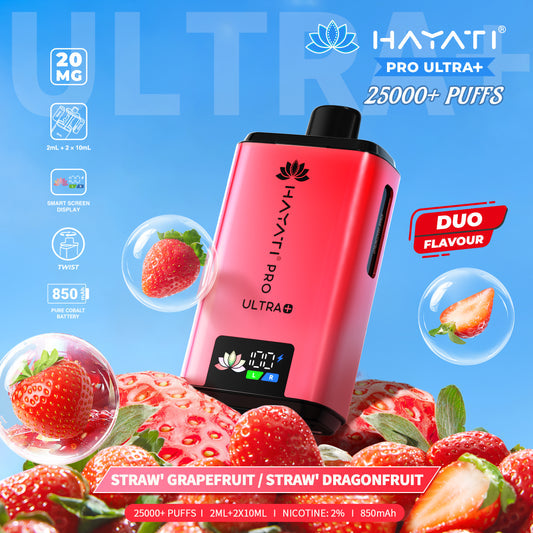 Hayati Pro Plus 25k Puff - Strawberry Grapefruit/Strawberry Dragonfruit