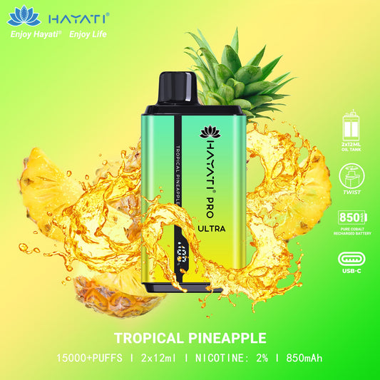 Hayati Pro Ultra Tropical Pineapple – 15000 Puffs Disposable Vape Switch vapes in Pakistan