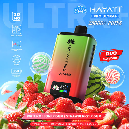 Hayati Pro Plus 25k Puff - Watermelon Bubblegum/Strawberry Bubblegum