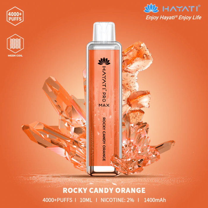 Hayati Pro Max-4k puff- Rocky Candy Orange Switch vapes in Pakistan