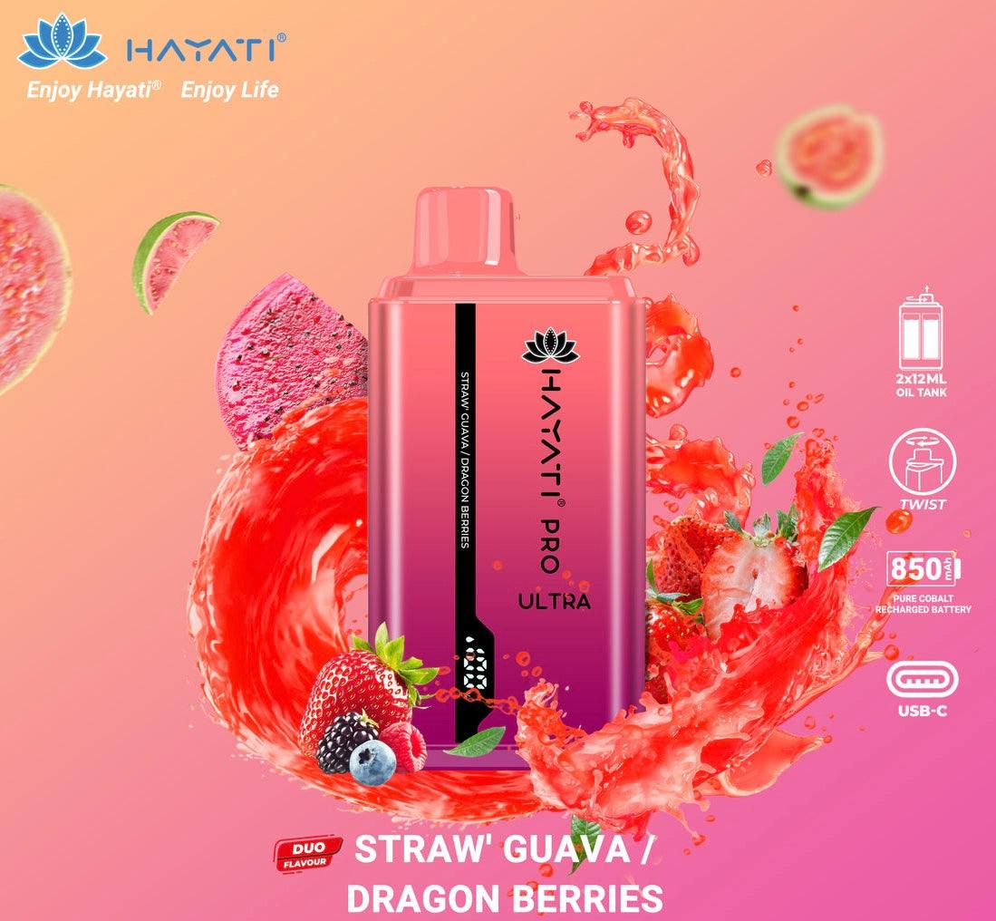 Hayati Pro Ultra duo flavours - 15k Puff-Strawberry’Guava/Dragon Berries Switch vapes in Pakistan