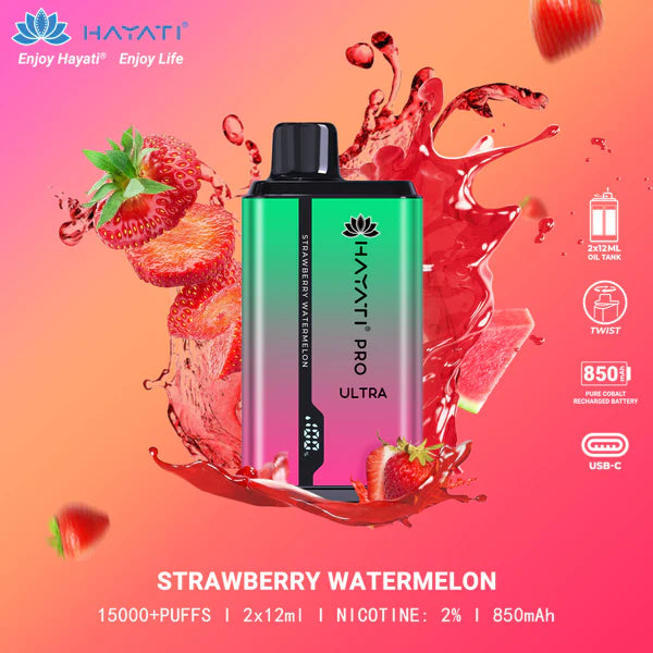 Hayati Pro Ultra-15k puffs-Strawberry Watermelon Switch vapes in Pakistan