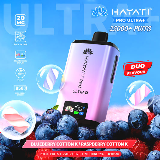 Hayati Pro Plus 25k Puff - Blueberry Cotton Candy/Raspberry Cotton Candy