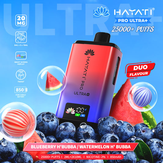 Hayati Pro Plus 25k Puff - Blueberry Hubba Bubba/Watermelon Hubba Bubba